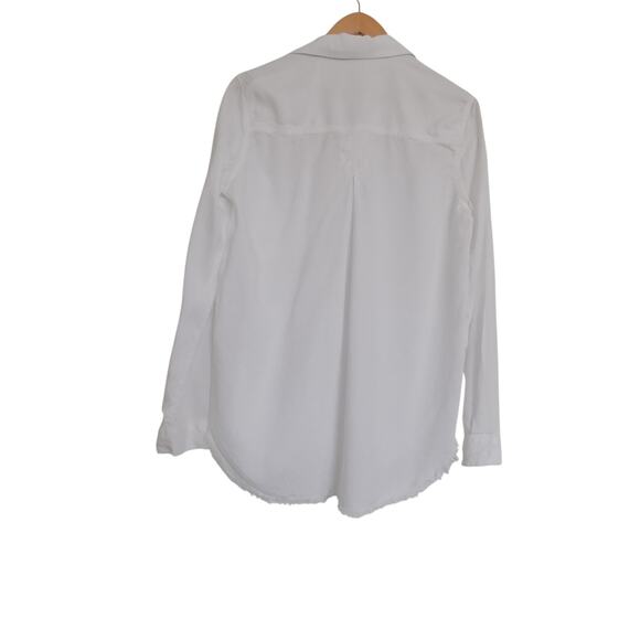 Cloth & Stone white button front shirt raw hem long sleeve size Medium - Picture 6 of 10